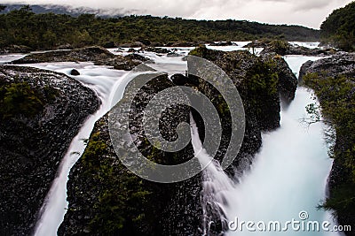 Water falls in the Petrohue river Stock Photo