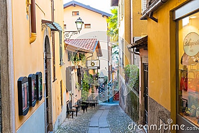 Beautiful picturesque and colorful old town street in Bellagio city, Como lake, Italy Editorial Stock Photo