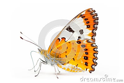 Beautiful Pieridae butterfly isolated on a white background. Side view Stock Photo