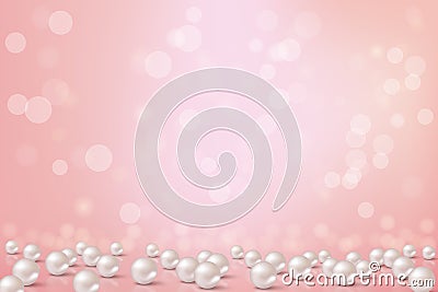 Beautiful pink background with pearls.Vector romantic illustration. Vector Illustration