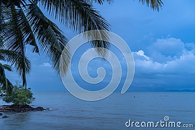 beautiful pink cloud in blue sky at sunrise Stock Photo