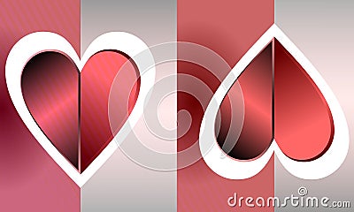 Beautiful pink Love heart, Yin Yang. Vector Illustration