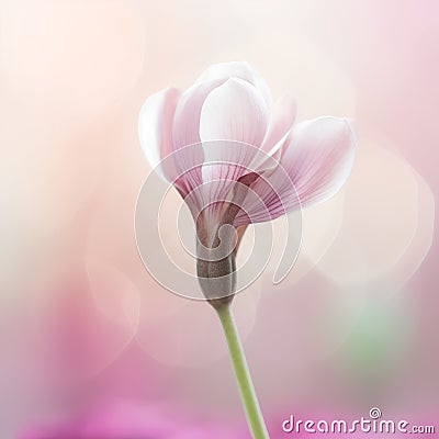 Beautiful pink magnolia flower on blurred background, soft focus. Stock Photo
