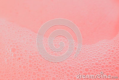 Beautiful pink soap bubbles background, orange and white foam bubble texture Stock Photo
