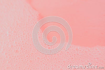 Beautiful pink soap bubbles background, orange and white foam bubble texture Stock Photo