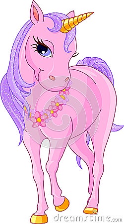 Beautiful Pink Unicorn Vector Illustration