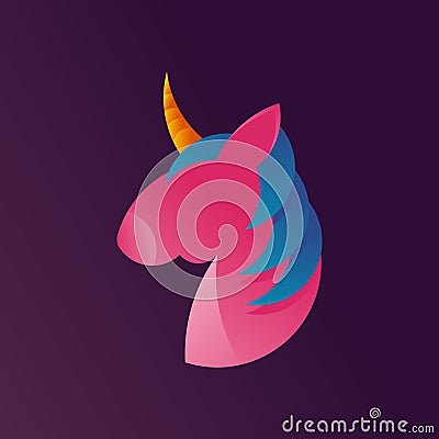 A logo with golden Ratio pink unicorn Stock Photo