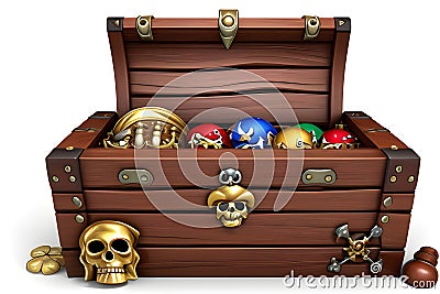Beautiful Pirate Chest on a light background. Stock Photo