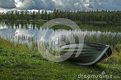 Magic Northern Sweden border witn Finland Editorial Stock Photo