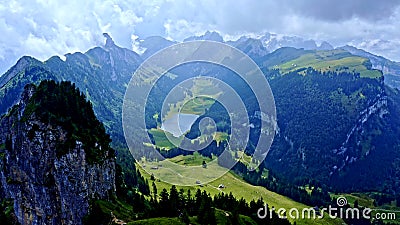 Beautiful places in Switzerland. Lake in the mountains. Untouched nature. Stock Photo