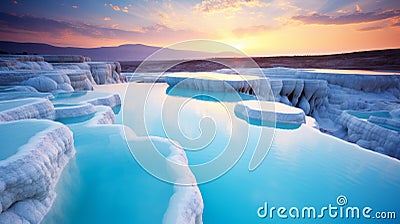 Beautiful Plain Photography Of The Pamukkale Basin In Turkiye Stock Photo