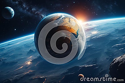 Beautiful planet in outer space in universe Stock Photo