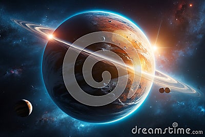 Beautiful planet in outer space in universe Stock Photo