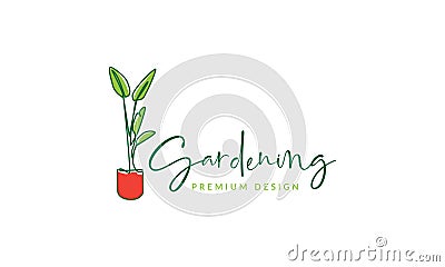 Beautiful plant gardening colorful feminine logo vector symbol icon design illustration Vector Illustration