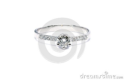Beautiful Platinum ring with diamond isolated Stock Photo