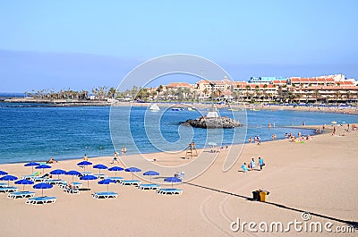 Beautiful Playa de las Vistas in Los Cristianos on Tenerife Stock Photo