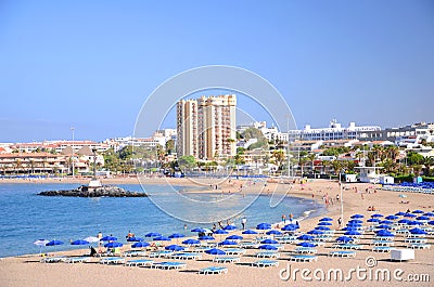 Beautiful Playa de las Vistas in Los Cristianos on Tenerife Stock Photo