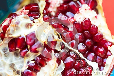 Beautiful pomegranate seeds closeup photo Stock Photo