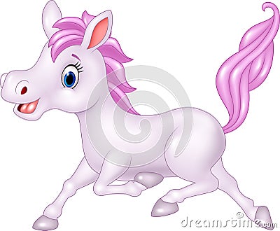 Beautiful pony horse running isolated on white background Vector Illustration