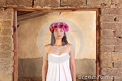 Beautiful portrait of a mature woman with fashion headband Stock Photo