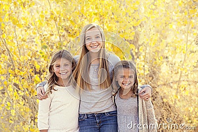 Beautiful Portrait of smiling happy kids outdoors Stock Photo