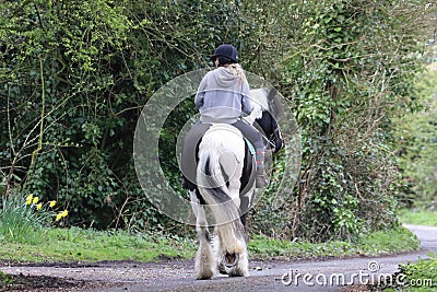 A beautiful portrait of a woman riding her horse in the countryside Editorial Stock Photo