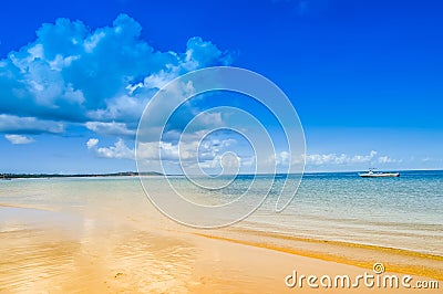 Portuguese Island beach with turqoise water , Mozambique Stock Photo