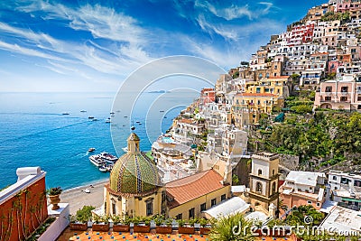 Beautiful Positano, Amalfi Coast in Campania, Italy Stock Photo