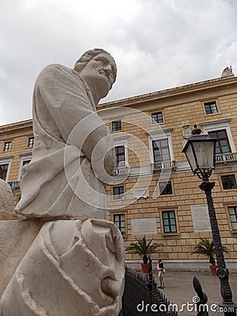 Beautiful Praetorian fountain, Sicily Editorial Stock Photo