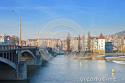 Beautiful Prague bridges and quays Stock Photo