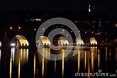 Beautiful Prague at Night Stock Photo