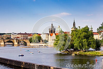 Beautiful Prague over Vltava river Editorial Stock Photo