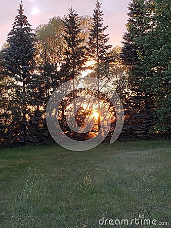 Beautiful prairie sunset in manitoba Stock Photo