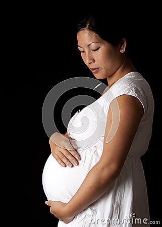 Beautiful pregnant asian woman Stock Photo