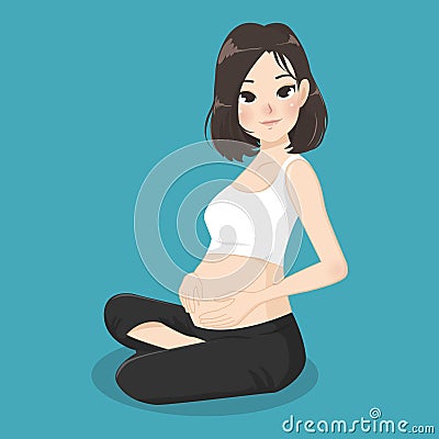 Beautiful pregnant mom in maternity Vector Illustration