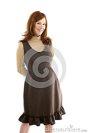 Beautiful pregnant redhead woman fashion Stock Photo