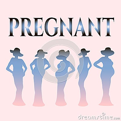 Beautiful pregnant, silhoette Vector Illustration