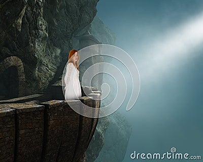 Beautiful Princess Maiden Medieval Castle Stock Photo