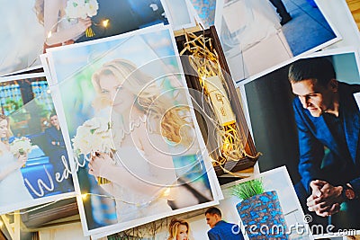 Beautiful printed wedding photos. Professional photography. Stock Photo