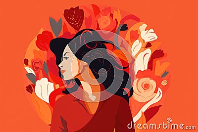 beautiful proud woman floral design for womens day AI generated Cartoon Illustration