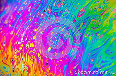 Beautiful psychedelic abstraction formed by light on the surface of a soap bubble Stock Photo