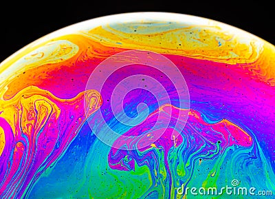 Beautiful psychedelic abstraction - interference in soap films in reflected light Stock Photo