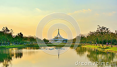 Beautiful public parkland Suan Luang R.9 in Bangkok Thailand Editorial Stock Photo