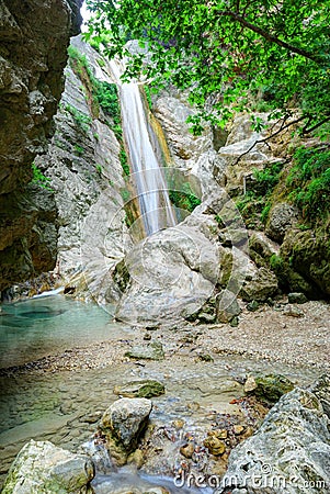 Beautiful pure clean waterfall Stock Photo