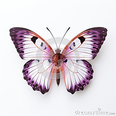 Lifelike Representation Of Purple-edged Copper Butterfly On White Surface Stock Photo