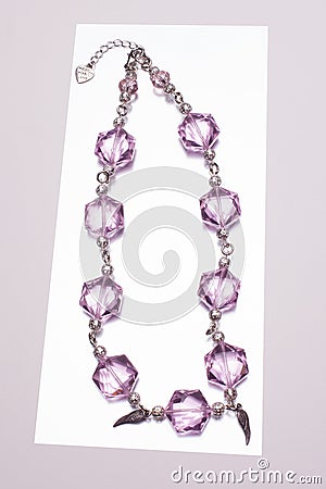 Beautiful Purple Gem Necklace Stock Photo
