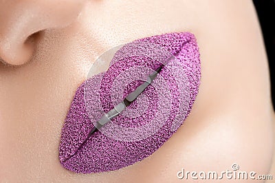 Beautiful purple lips Stock Photo