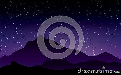 Beautiful purple sky with stary night landscape vector illustration Vector Illustration