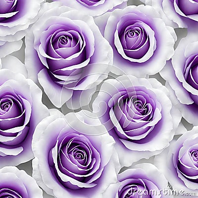 Beautiful purple and white roses with frilly petals 3d appearance - Generative AI illustration Cartoon Illustration