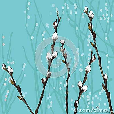 Beautiful willow branches Vector Illustration